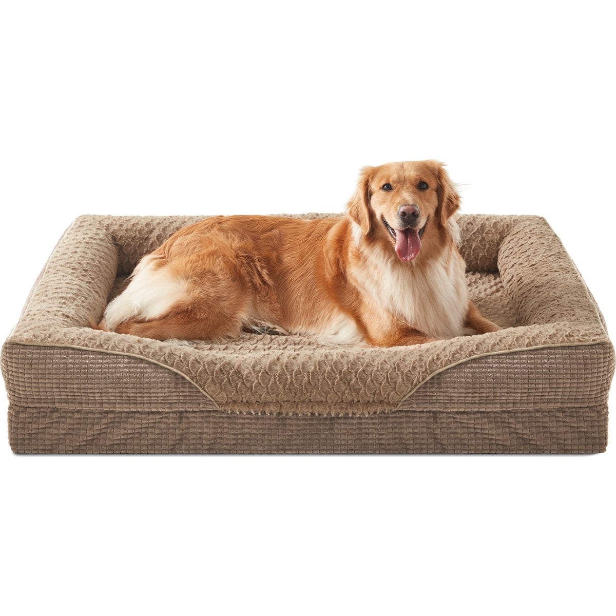 Invenho Waterproof Orthopedic Couch Dog Bed with Washable Removable Cover, Brown, 42 x 29 x 6.5-in