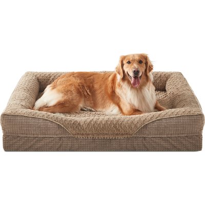 Invenho Invenho Waterproof Orthopedic Couch Dog Bed with Washable Removable Cover, Brown, 42 x 29 x 6.5-in