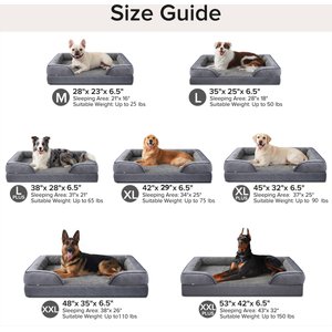 Invenho Waterproof Orthopedic Couch Dog Bed with Washable Removable Cover, Grey, X-Large