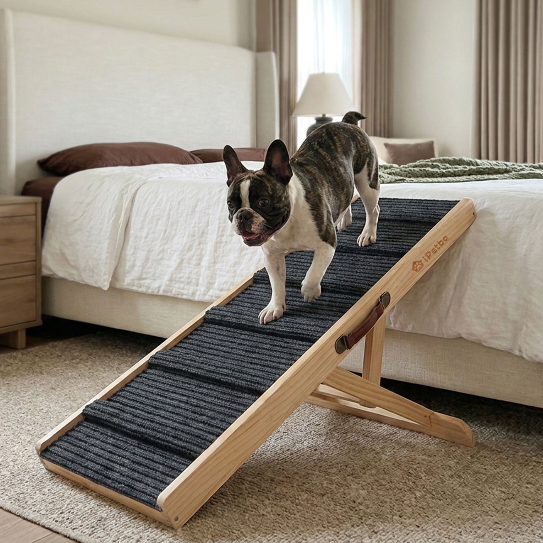 iPetba Joint Support Steady Adjustable Height Dog Ramp, 24-in, Black