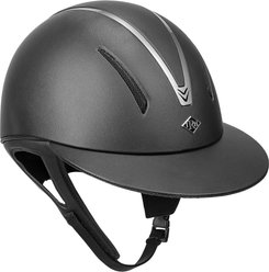 IRH F1 Wide Brim Horse Riding Helmet, Black Leather/Gloss Black Frame, X-Large: 7 3/8 to 7 1/2 -in