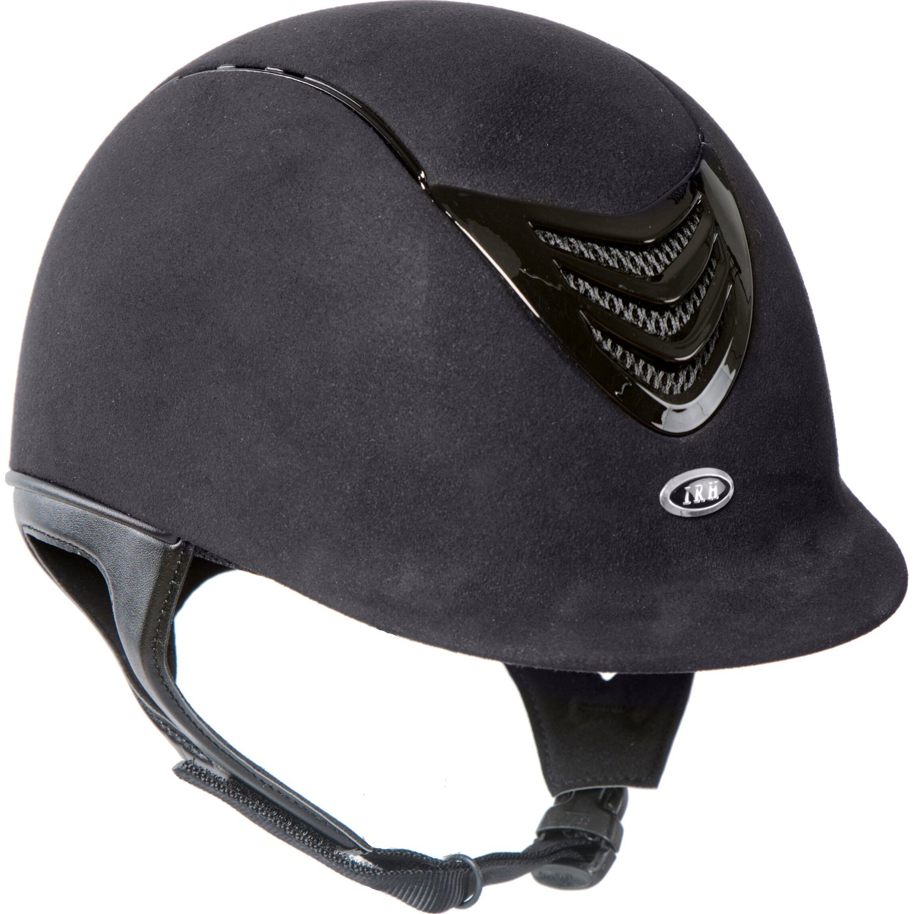 IRH IR4G Black Amara Suede & Gloss Black Vent Riding Helmet, Large