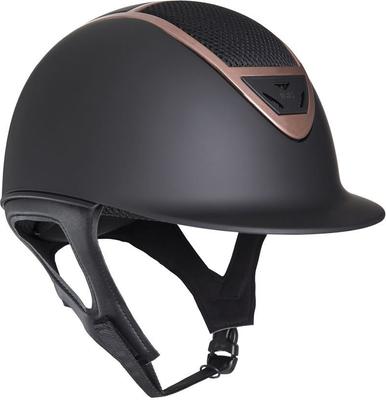 Show full view: IRH XLT Matte Black Finish & Rose Gold Frame Riding Helmet, Medium slide 3 of 3
