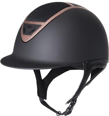 Show full view: IRH XLT Matte Black Finish & Rose Gold Frame Riding Helmet, Medium slide 2 of 3