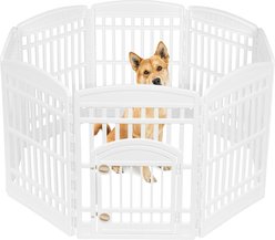 IRIS 4-8 Panel Foldable Plastic Dog Exercise Playpen with Door, 34-in, White