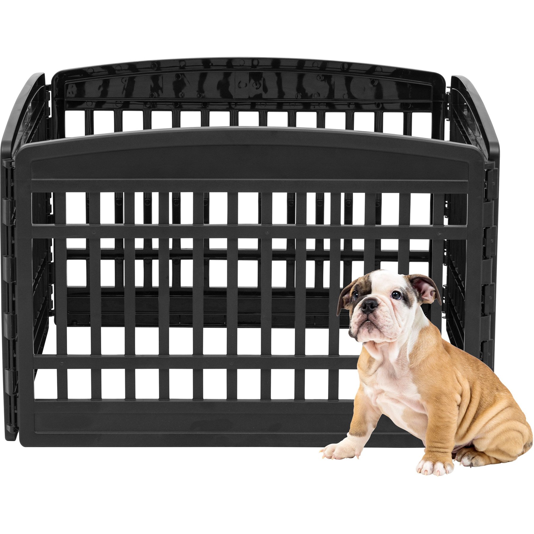 IRIS 4-Panel Dog Exercise Playpen, Black, 24-in
