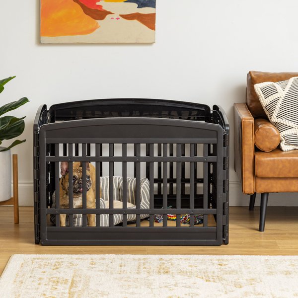 IRIS 4-Panel Dog Exercise Playpen, Black, 24-in
