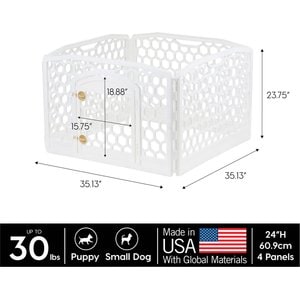 IRIS Dog Exercise Playpen, White, 24-in, 4-Panel