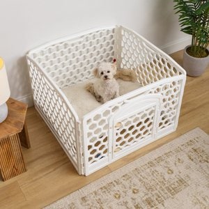 IRIS Dog Exercise Playpen, White, 24-in, 4-Panel