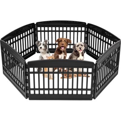 IRIS IRIS 6-Panel Dog Exercise Playpen, Black, 24-in