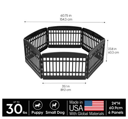 Show full view: IRIS 6-Panel Dog Exercise Playpen, Black, 24-in slide 2 of 11