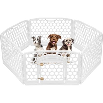 IRIS IRIS Dog Exercise Playpen, White, 24-in, 6-Panel
