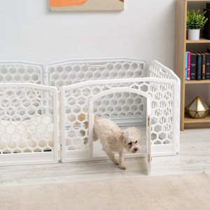 IRIS Dog Exercise Playpen, White, 24-in, 6-Panel