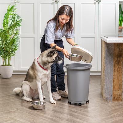 Show full view: IRIS Premium Airtight Dog Food Storage Container with Casters, Scoop, Seal & Air Valve, Gray, 25-lbs slide 6 of 10