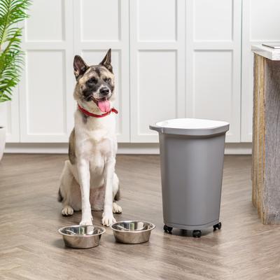 Show full view: IRIS Premium Airtight Dog Food Storage Container with Casters, Scoop, Seal & Air Valve, Gray, 25-lbs slide 3 of 10