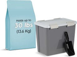 IRIS Airtight Dog & Cat Food Container with Scoop, 30-lb, Gray