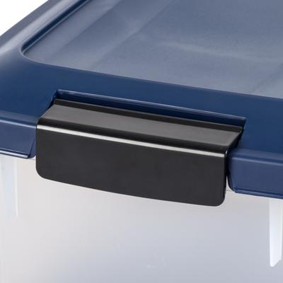 Show full view: IRIS WeatherPro Airtight Dog, Cat & Bird Food Storage Container, Navy, 37.5-lb slide 7 of 11