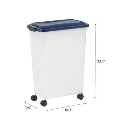 Show full view: IRIS WeatherPro Airtight Dog, Cat & Bird Food Storage Container, Navy, 37.5-lb slide 6 of 11