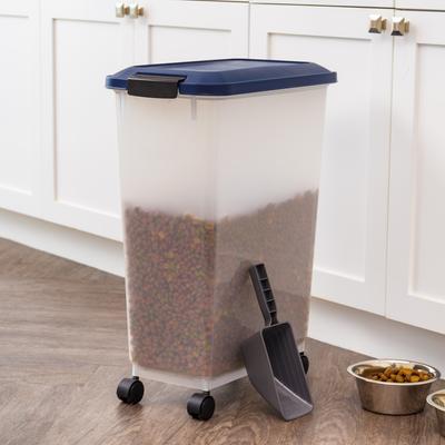 Show full view: IRIS WeatherPro Airtight Dog, Cat & Bird Food Storage Container, Navy, 37.5-lb slide 4 of 11