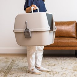 IRIS Portable Hooded Cat Litter Box with Scoop & Handle, Gray, Large slide 2 of 9