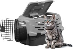 IRIS Two Door Front & Top Access Dog & Cat Travel Carrier, Grey/Black, Small: 23-in