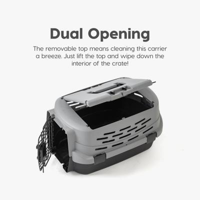 カトラン「アイリス」 IRIS Two Door Front & Top Access Dog & Cat Travel Carrier, Grey