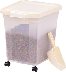 IRIS 3-Piece WeatherPro Airtight Dog, Cat & Bird Food Storage Container Combo with Scoop & Treat Box, Almond slide 2 of 9