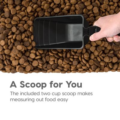 Show full view: IRIS 3-Piece WeatherPro Airtight Stackable Dog, Cat & Bird Food Storage Container Combo with Scoop & Treat Box, Clear/Black, Medium slide 7 of 11