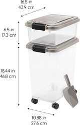 IRIS 3-Piece WeatherPro Airtight Stackable Dog, Cat & Bird Food Storage Container Combo with Scoop & Treat Box, Clear/Gray, 35-lbs/45-qt slide 2 of 8