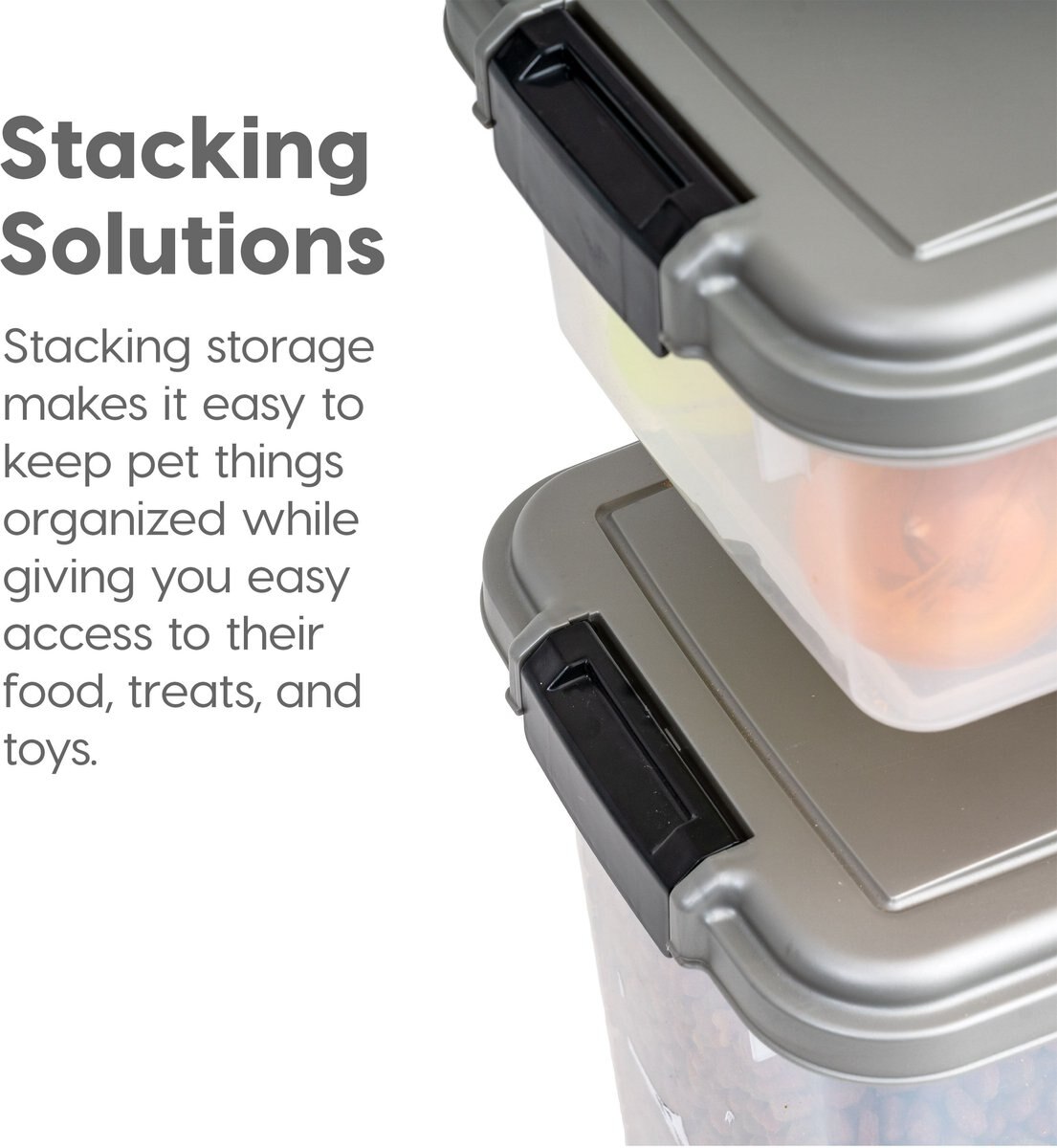 IRIS 3-Piece WeatherPro Airtight Stackable Dog, Cat & Bird Food Storage Container Combo with Scoop & Treat Box