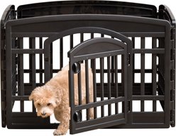 IRIS 4-6 Panel Dog Exercise Playpen with Door, 24-in, Black, 4-panel