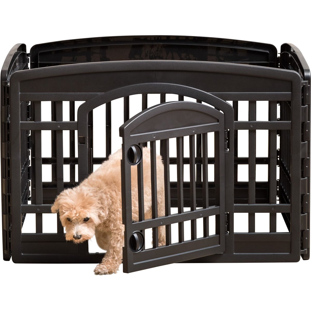IRIS 4-6 Panel Dog Exercise Playpen with Door, 24-in, Black, 4-panel