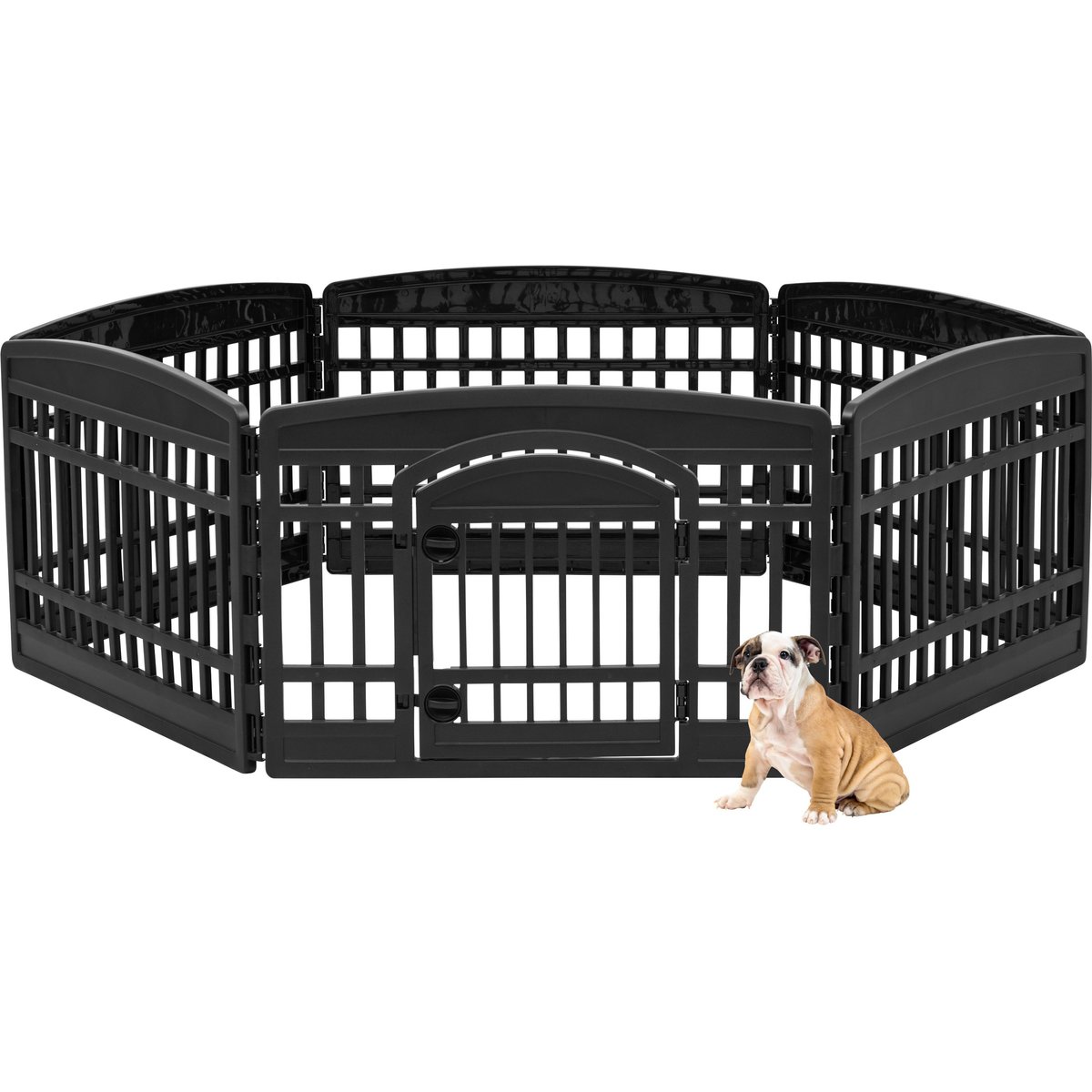 IRIS 4-6 Panel Dog Exercise Playpen with Door, 24-in, Black, 6-panel