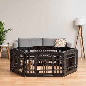 IRIS 4-6 Panel Dog Exercise Playpen with Door, 24-in, Black, 6-panel