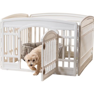 IRIS Exercise Dog Playpen with Door, White, Iris