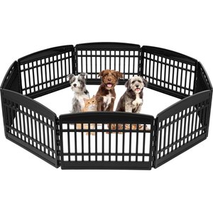 IRIS 4-8-Panel Dog Exercise Playpen, Black, 8 Panel, 24-in