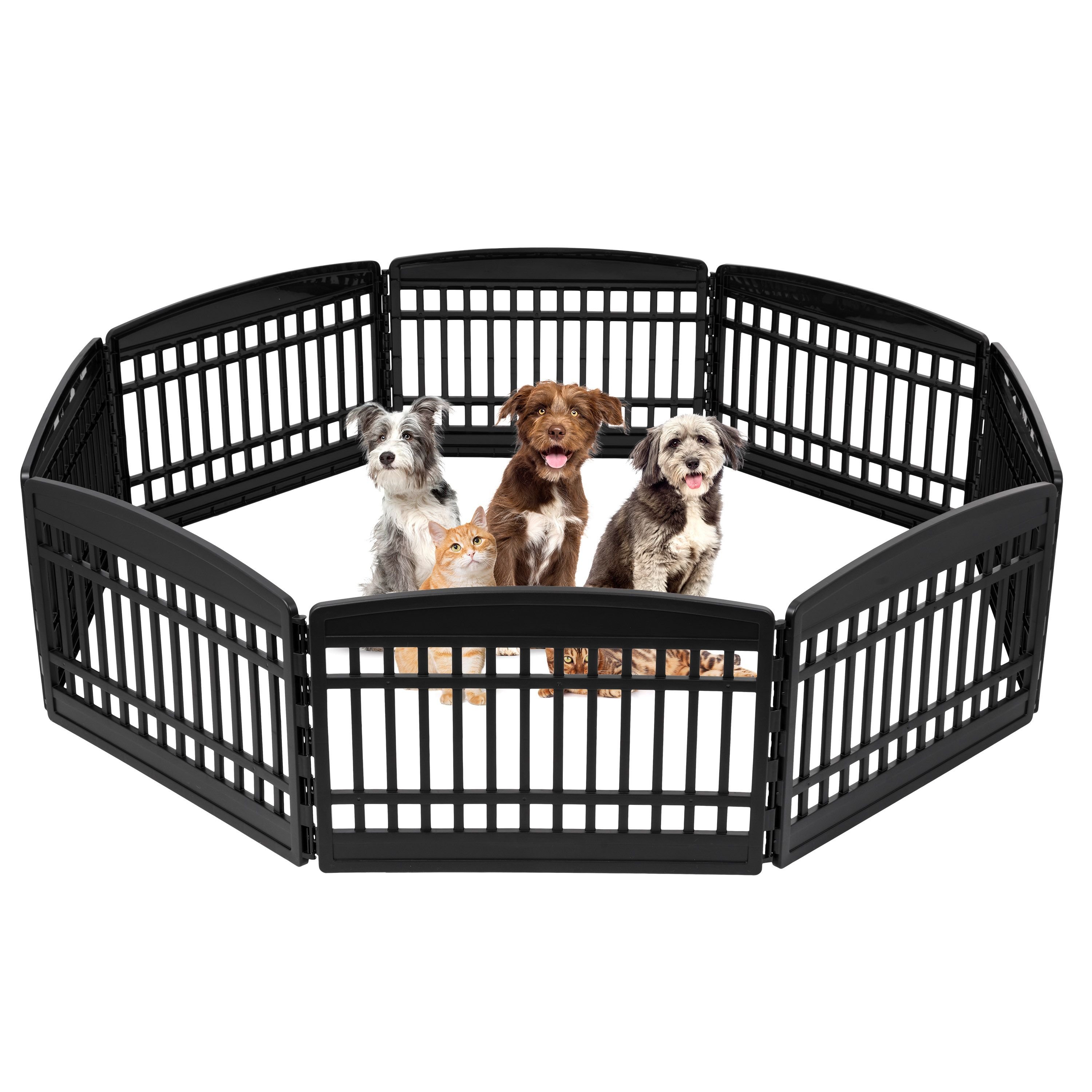 IRIS 4-8-Panel Dog Exercise Playpen, Black