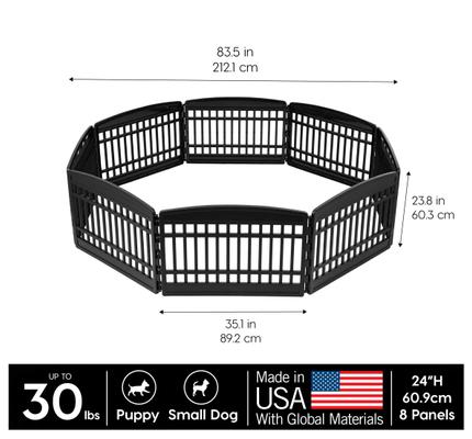 Show full view: IRIS 4-8-Panel Dog Exercise Playpen, Black, 8 Panel, 24-in slide 2 of 11