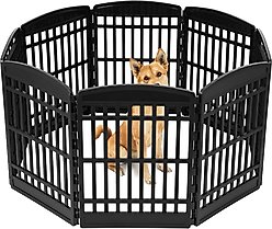 IRIS 4-8-Panel Dog Exercise Playpen, Black, 8 Panel, 34-in