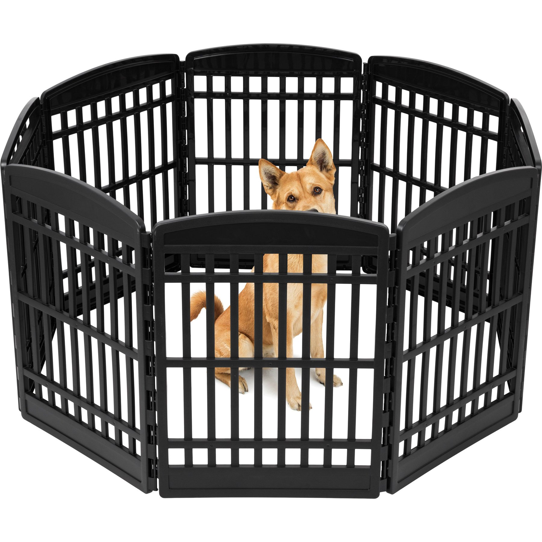 IRIS 4-8-Panel Dog Exercise Playpen, Black, 8 Panel, 34-in