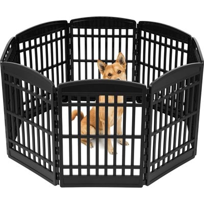 IRIS IRIS 8-Panel Dog Exercise Playpen, Black, 8 Panel, 34-in
