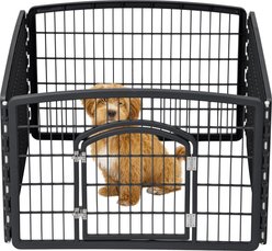 IRIS 4-8 Panel Dog Exercise Playpen with Door, 24-in, Black