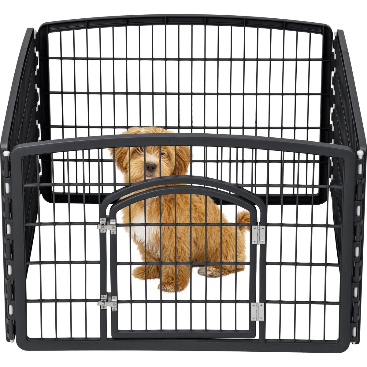 4-Panel Plastic Exercise Dog Playpen with Door, Black, 24-in, Iris