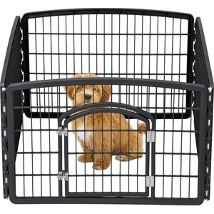 IRIS 4-8 Panel Dog Exercise Playpen with Door, 24-in, Black