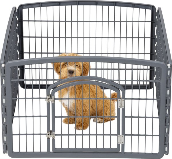 Show full view: IRIS 4-8 Panel Dog Exercise Playpen with Door, 24-in, Dark Gray slide 1 of 11