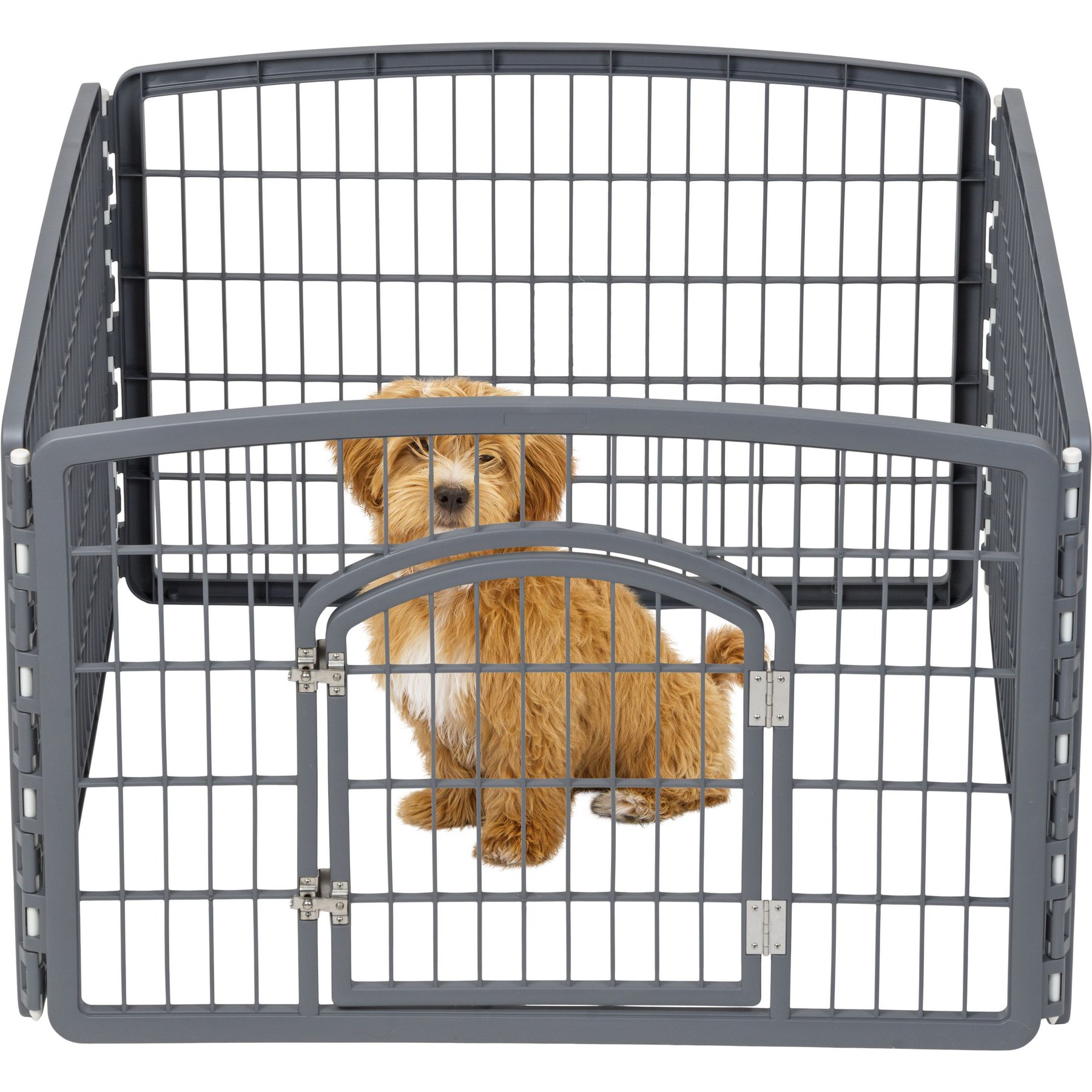 IRIS 4-8 Panel Dog Exercise Playpen with Door, 24-in, Dark Gray