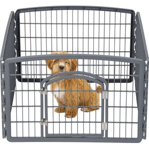 IRIS 4-8 Panel Dog Exercise Playpen with Door, 24-in, Dark Gray