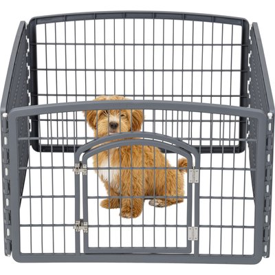 IRIS IRIS 4-8 Panel Dog Exercise Playpen with Door, 24-in, Dark Gray
