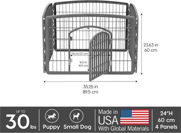 Show full view: IRIS 4-8 Panel Dog Exercise Playpen with Door, 24-in, Dark Gray slide 2 of 11