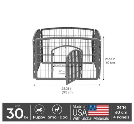 Show full view: IRIS 4-8 Panel Dog Exercise Playpen with Door, 24-in, Dark Gray slide 2 of 11